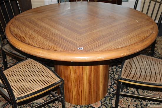 A modernist zebrano wood centre table 120cm
